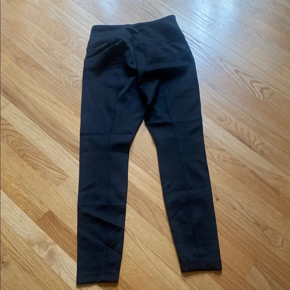 Black Full-Length Leggings with Wide Waistband and Stretch Fabric - Picture 7 of 8